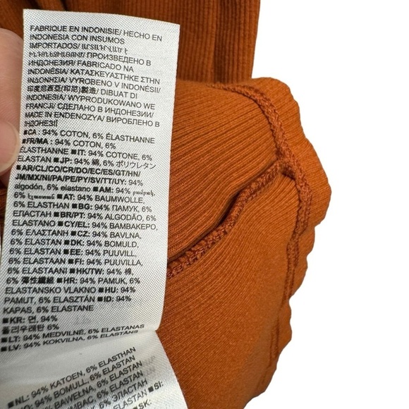 GAP Women's Long Sleeve Ribbed Polo Midi Dress Button Front Rust Orange XS - Picture 4 of 7
